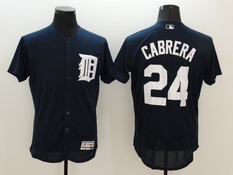 MLB Tigers 24 Miguel Cabrera Navy Blue Flexbase Men Jersey