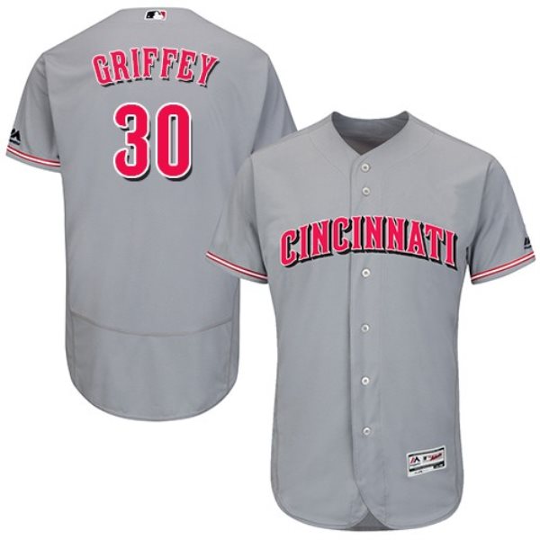 MLB Reds 30 Ken Griffey Jr. Gray Flexbase Men Jersey