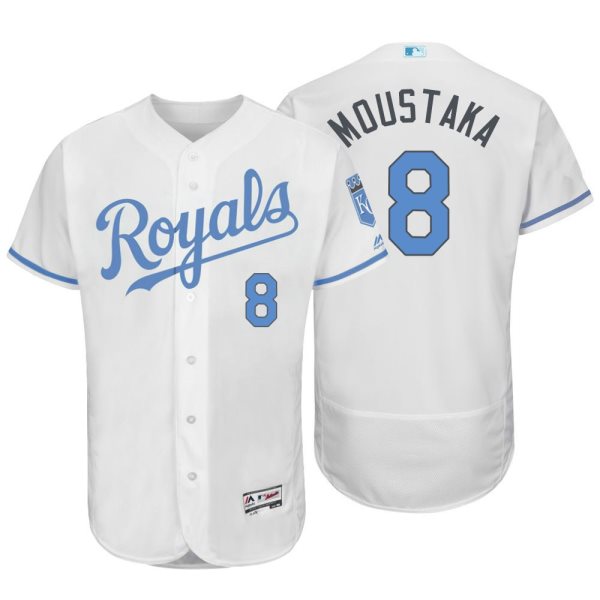 MLB Royals 8 Mike Moustakas White 2016 Father's Day Flexbase Men Jersey