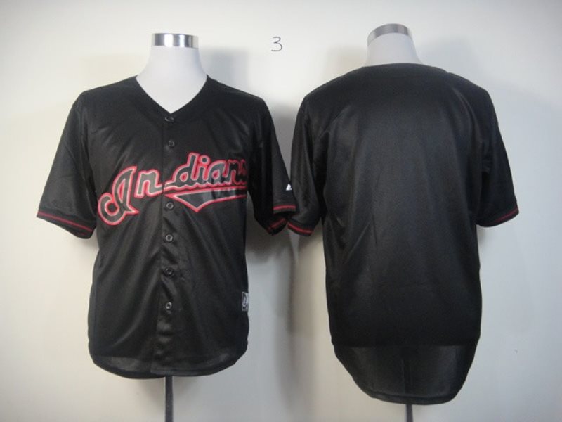 MLB Indians Blank Black Fashion Men Jersey