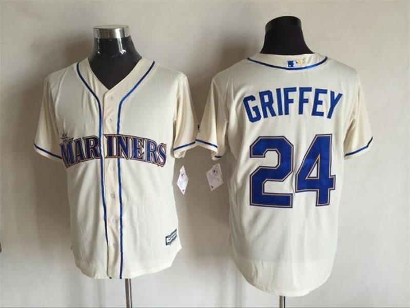 MLB Mariners 24 Ken Griffey Cream New Cool Base Men Jersey