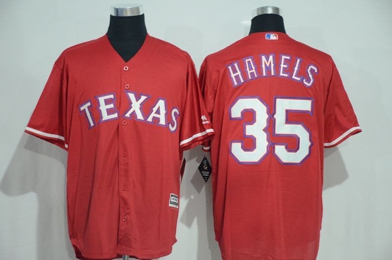 MLB Rangers 35 Cole Hamels Red New Cool Base Men Jersey
