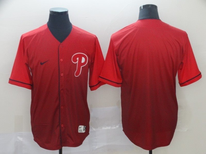 MLB Phillies Blank Red Drift Fashion Men Jersey