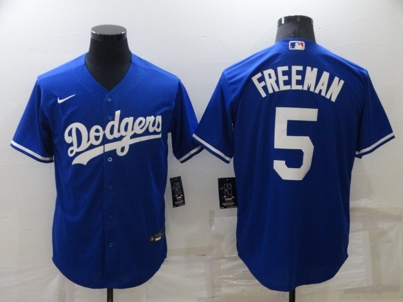 MLB Dodgers 5 Freddie Freeman Royal Nike Cool Base Men Jersey