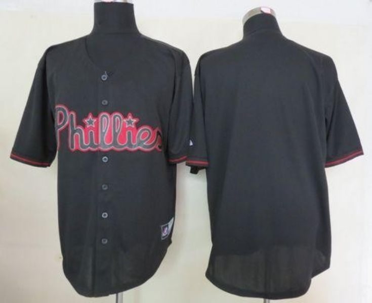 MLB Phillies Blank Black Fashion Men Jersey