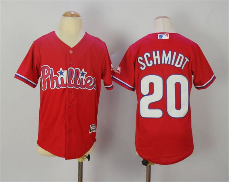 MLB Phillies 20 Mike Schmidt Red Cool Base Youth Jersey