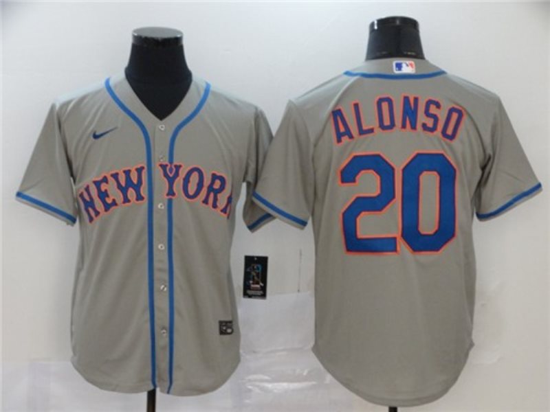 MLB Mets 20 Pete Alonso Grey 2020 Nike Cool Base Men Jersey