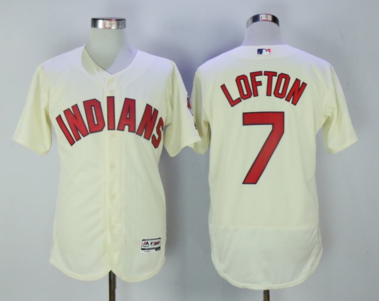 MLB Indians 7 Kenny Lofton Cream Flexbase Men Jersey