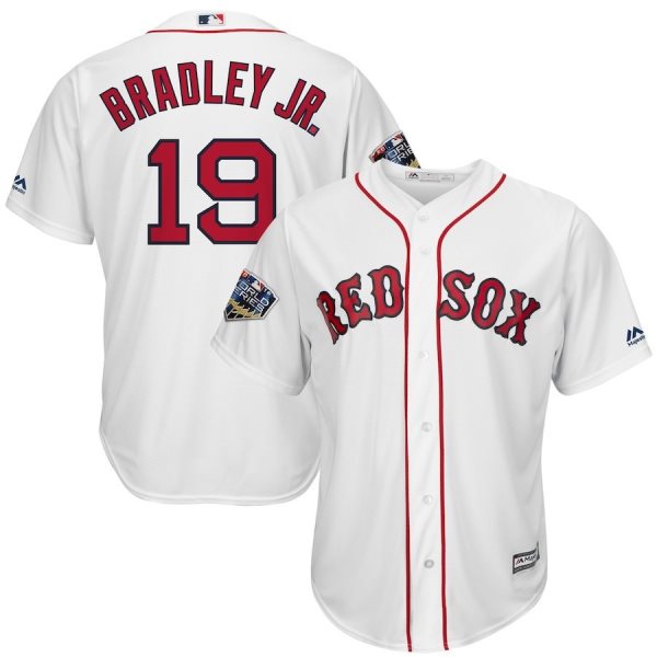 MLB Red Sox 19 Jackie Bradley Jr. White 2018 World Series Cool Base Men Jersey