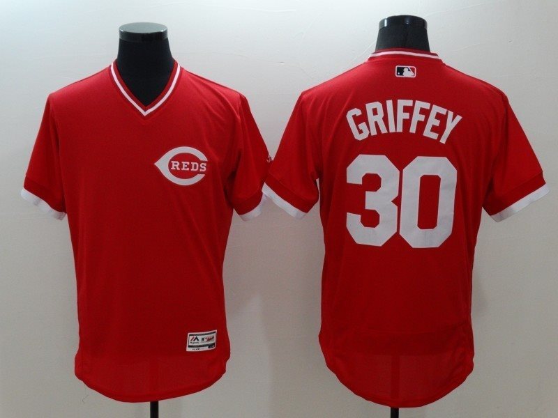 MLB Reds 30 Ken Griffey Red Flexbase Men Jersey