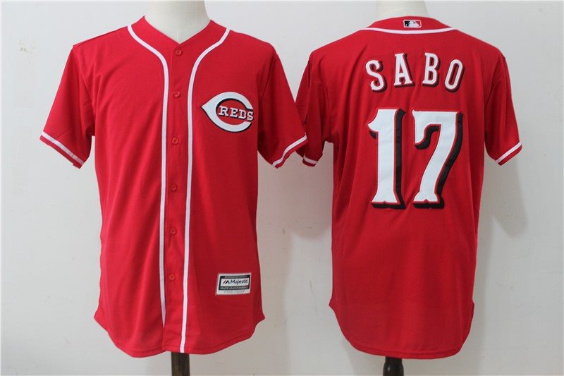 MLB Reds 17 Chris Sabo Red Cool Base Men Jersey