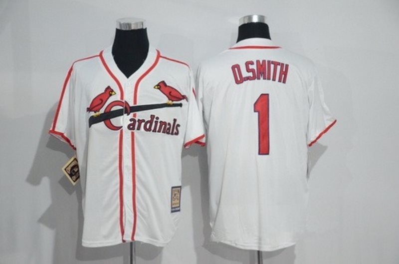 MLB Cardinals 1 Ozzie Smith White Home Majestic Cool Base Cooperstown Collection Men Jersey
