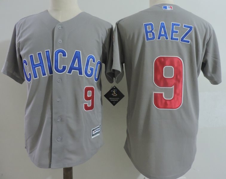 MLB Cubs 9 Javier Baez Grey New Cool Base Men Jersey
