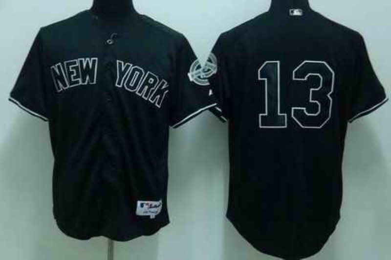 MLB Yankees 13 Rodriguez Black (2009 logo) Cool Base Men Jersey