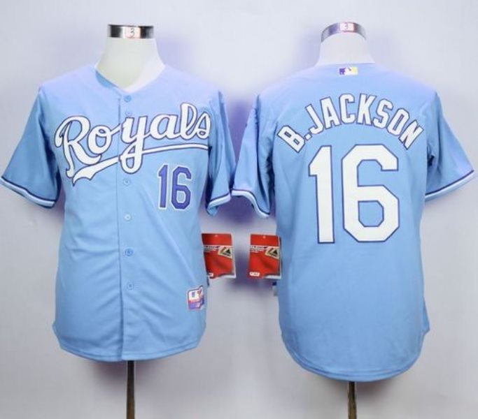 MLB Royals 16 Bo Jackson Light Blue 1985 Turn Back The Clock Men Jersey
