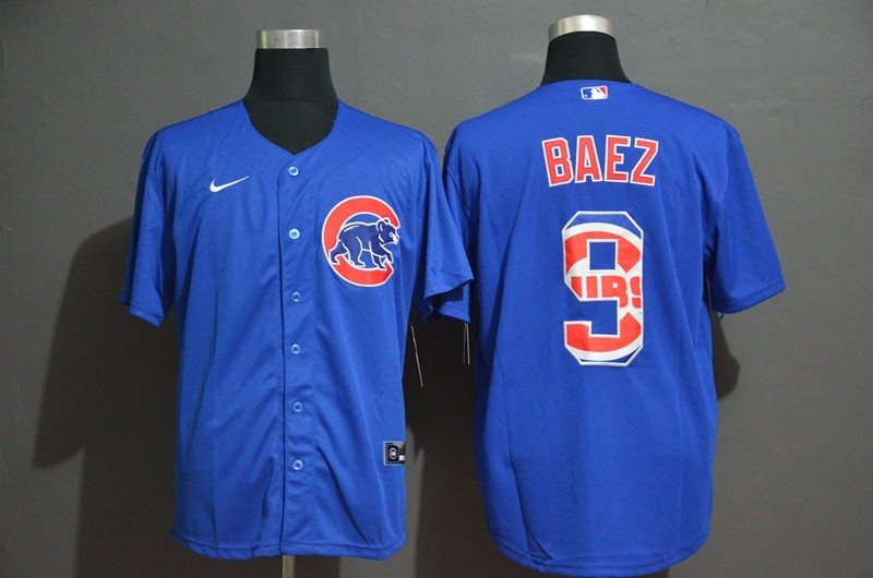 MLB Cubs 9 Javier Baez Royal 2020 Nike Cool Base Men Jersey