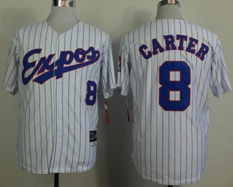 MLB Expos 8 Gary Carter White Men Jersey