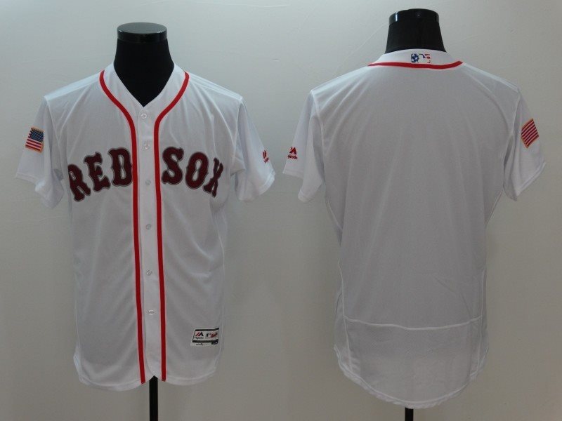 MLB Red Sox Blank White Stars and Stripes Flexbase Men Jersey