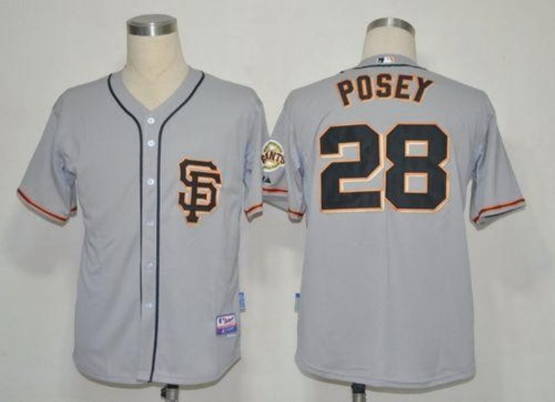 MLB Giants 28 Buster Posey Grey Cool Base 2012 Road 2 Men Jersey