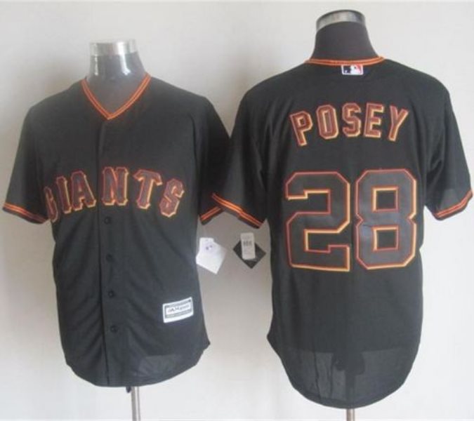 MLB Giants 28 Buster Posey Black New Cool Base Men Jersey