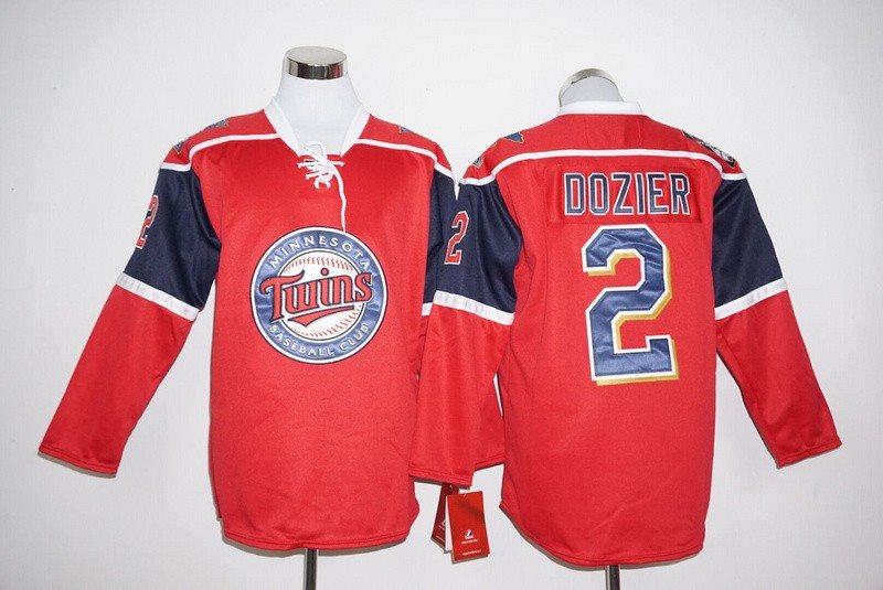 MLB Twins 2 Brian Dozier Red Long Sleeve Men Jersey