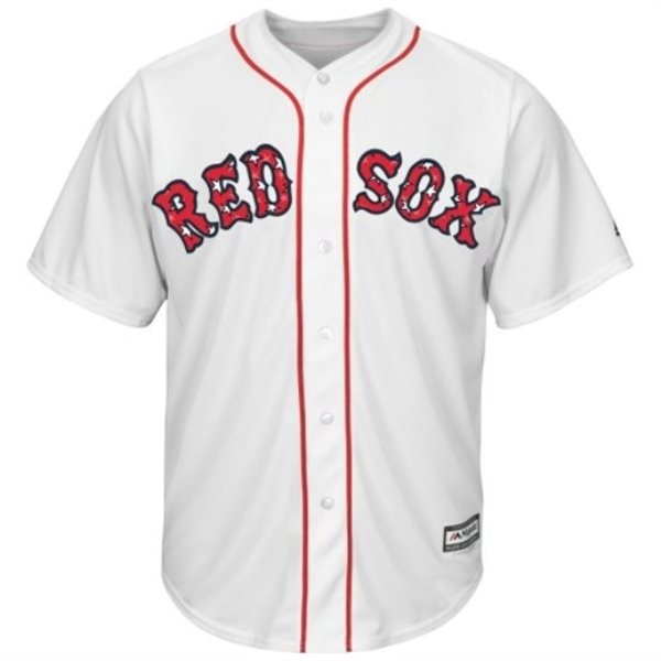 MLB Red Sox White Stars and Stripes 4th of July Cool Base Men Jersey
