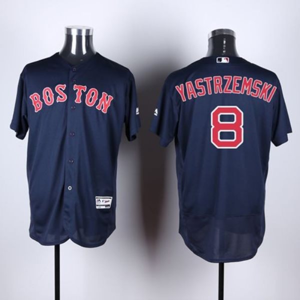 MLB Red Sox 8 Carl Yastrzemski Navy Blue Flexbase Men Jersey
