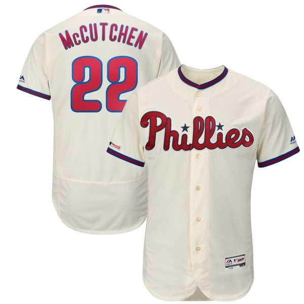MLB Phillies 22 Andrew McCutchen Cream Flex Base Men Jersey