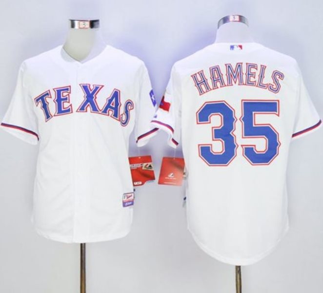 MLB Rangers 35 Cole Hamels White Cool Base Men Jersey
