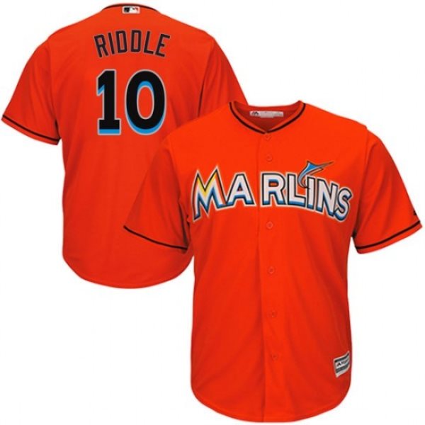 MLB Marlins 10 JT Riddle Orange Cool Base Men Jersey
