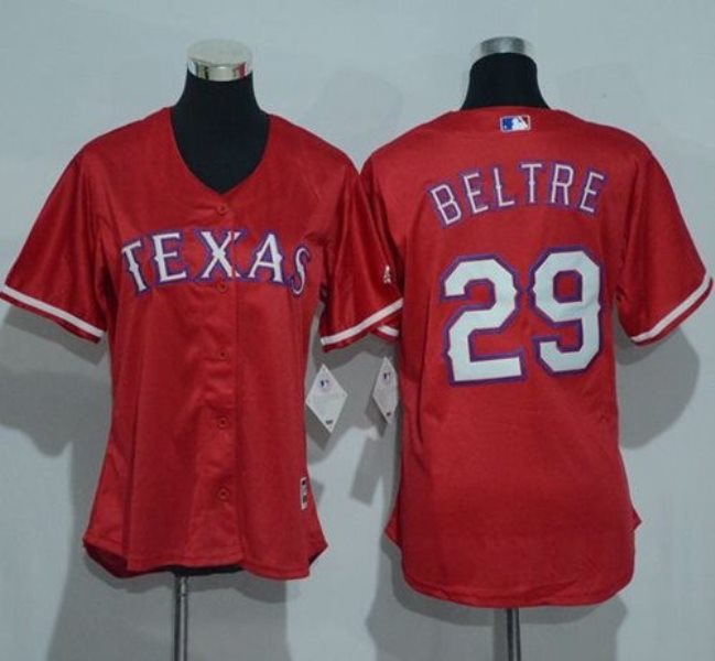 MLB Rangers 29 Adrian Beltre Red Alternate Women Jersey