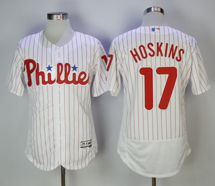 MLB Phillies 17 Rhys Hoskins White Flexbase Men Jersey