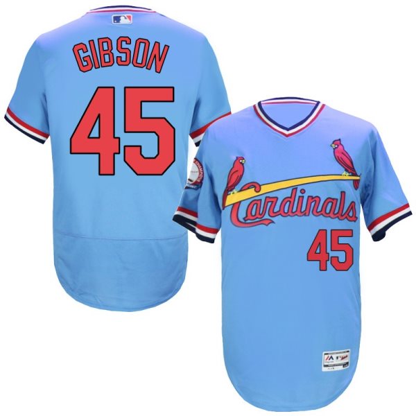 MLB Cardinals 45 Bob Gibson Light Blue Cooperstown Collection Fl