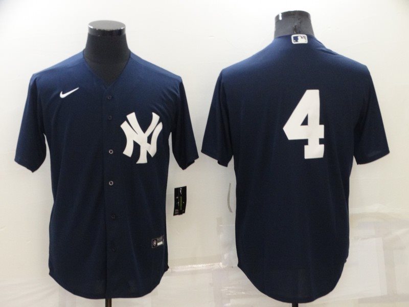 MLB Yankees 4 Lou Gehrig Navy Nike Cool Base Men Jersey