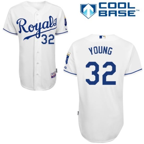 MLB Royals 32 Chris Young Home White Cool Base Men Jersey