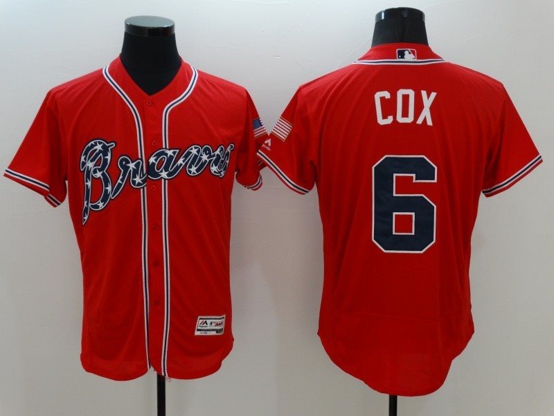MLB Braves 6 Bobby Cox Red Flexbase Men Jersey
