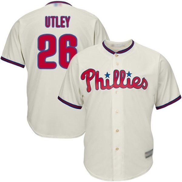 MLB Phillies 26 Chase Utley Cream Cool Base Men Jersey