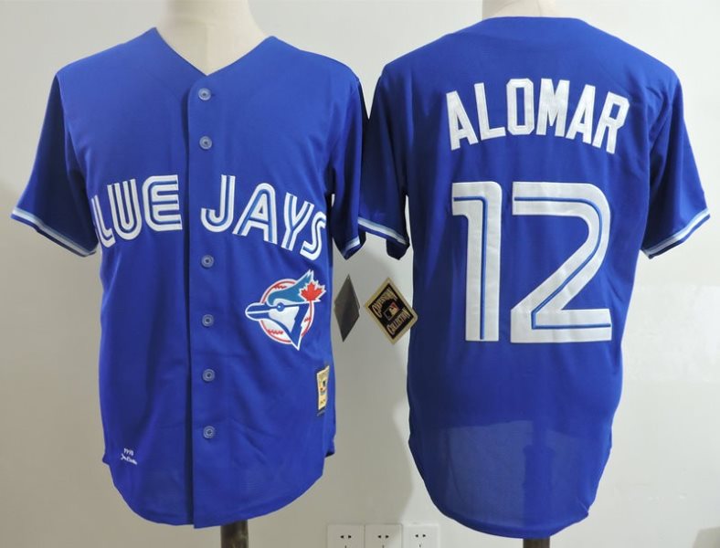 MLB Blue Jays 12 Roberto Alomar Blue 1993 Cooperstown Collection Men Jersey