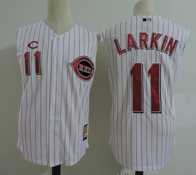MLB Reds 11 Barry Larkin White Cooperstown Collection Men Jersey