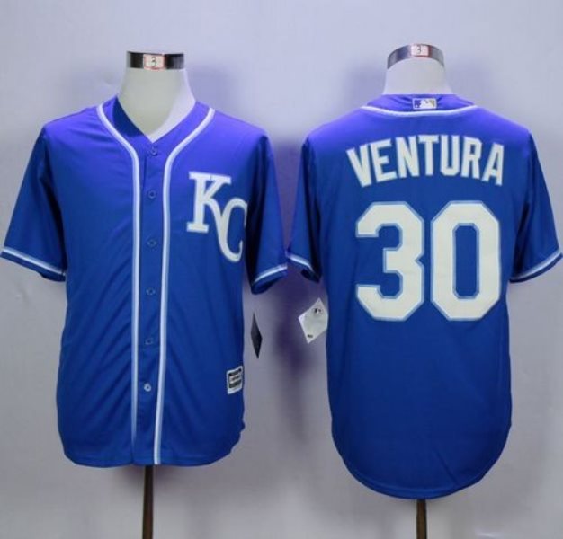 MLB Royals 30 Yordano Ventura Blue Alternate 2 New Cool Base Men Jersey