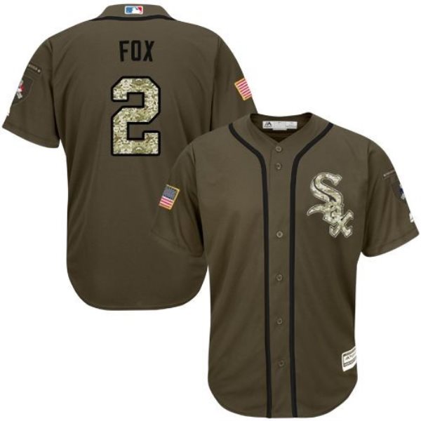 MLB White Sox 2 Nellie Fox Green Salute to Service Men Jersey