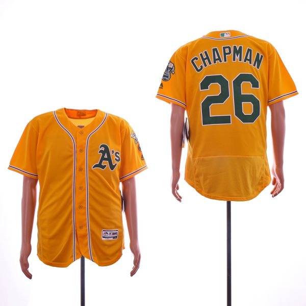 MLB Oakland Athletics 26 Matt Chapman Yellow Flexbase Men Jersey