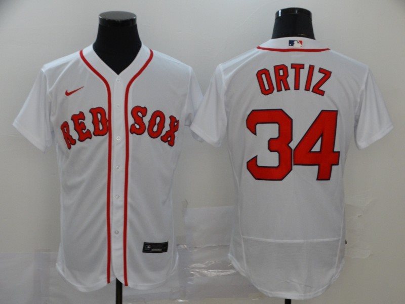 MLB Red Sox 34 David Ortiz White 2020 Nike Flexbase Men Jersey