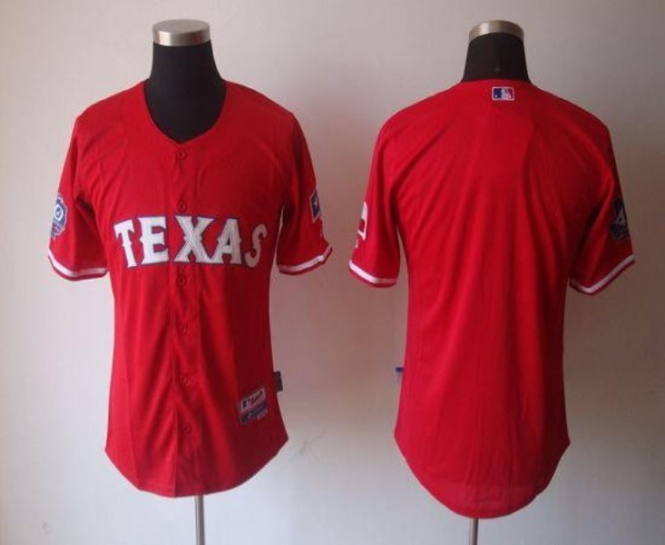 MLB Rangers Blank Red 40th Anniversary Patch Men Jersey