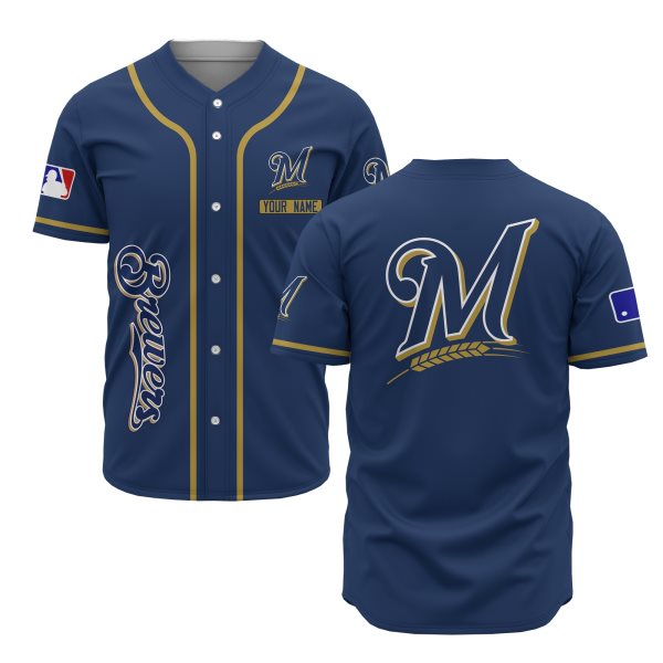 MLB Milwaukee Brewers Blue Baseball Customized Men Jersey