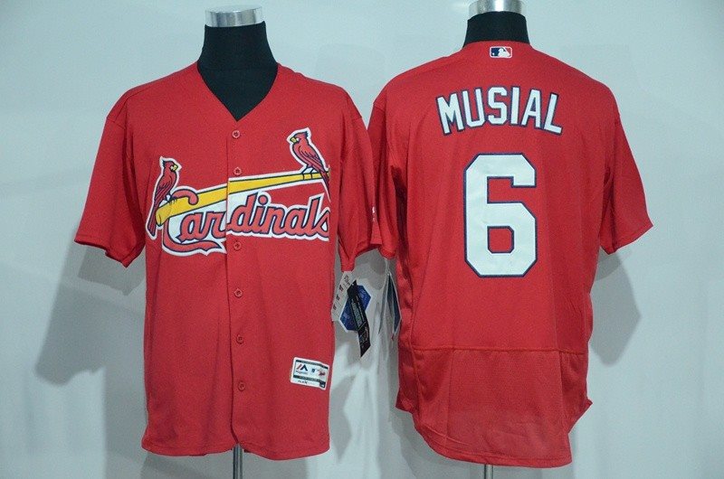 MLB Cardinals 6 Stan Musial Red Flexbase Men Jersey