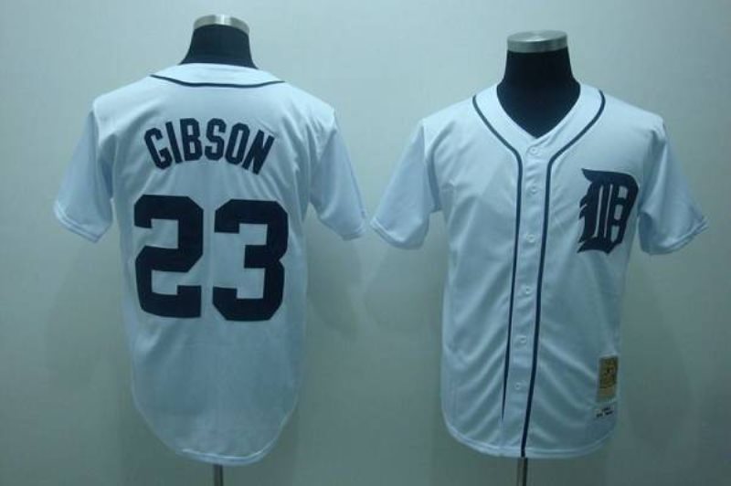 MLB Tigers 23 Kirk Gibson White Mitchell and Ness Throwback Men Jersey