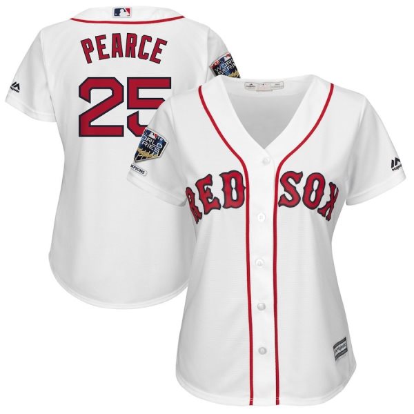 MLB Red Sox 25 Steve Pearce White 2018 World Series Champions Cool Base Women Jersey