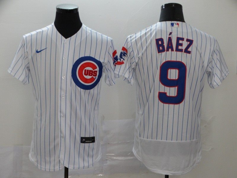 MLB Cubs 9 Javier Baez White Flexbase Nike Men Jersey