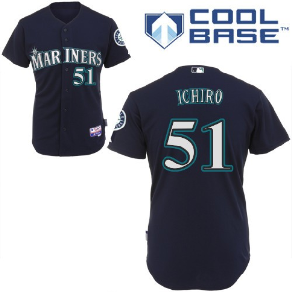 MLB Mariners 51 Ichiro Suzuki Navy Cool Base Men Jersey